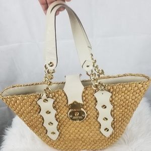 Studded purse with white leather trim by Michael K
